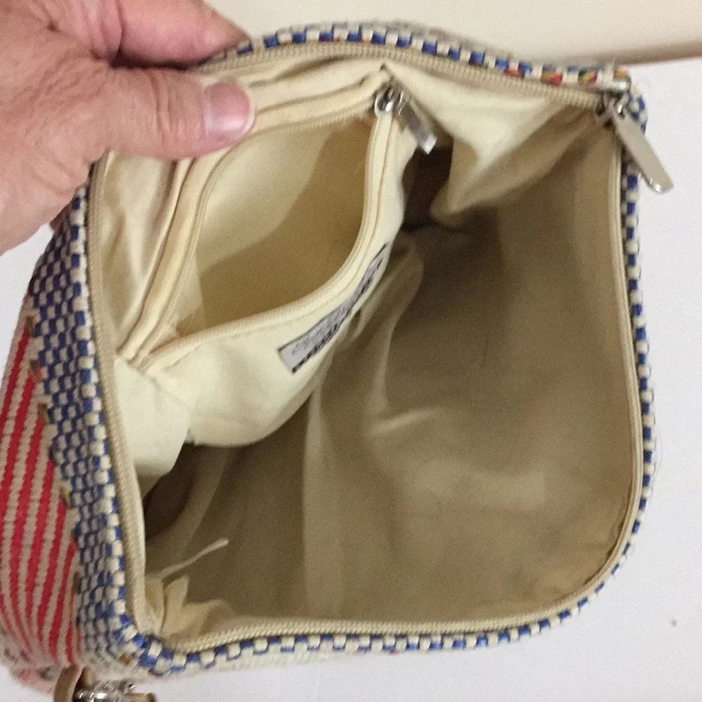 Sun N Sand Large Woven  Wristlet Lined Clutch Purse Wrist Strap
